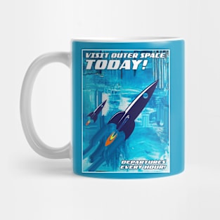 Visit Outer Space! Blue Mug